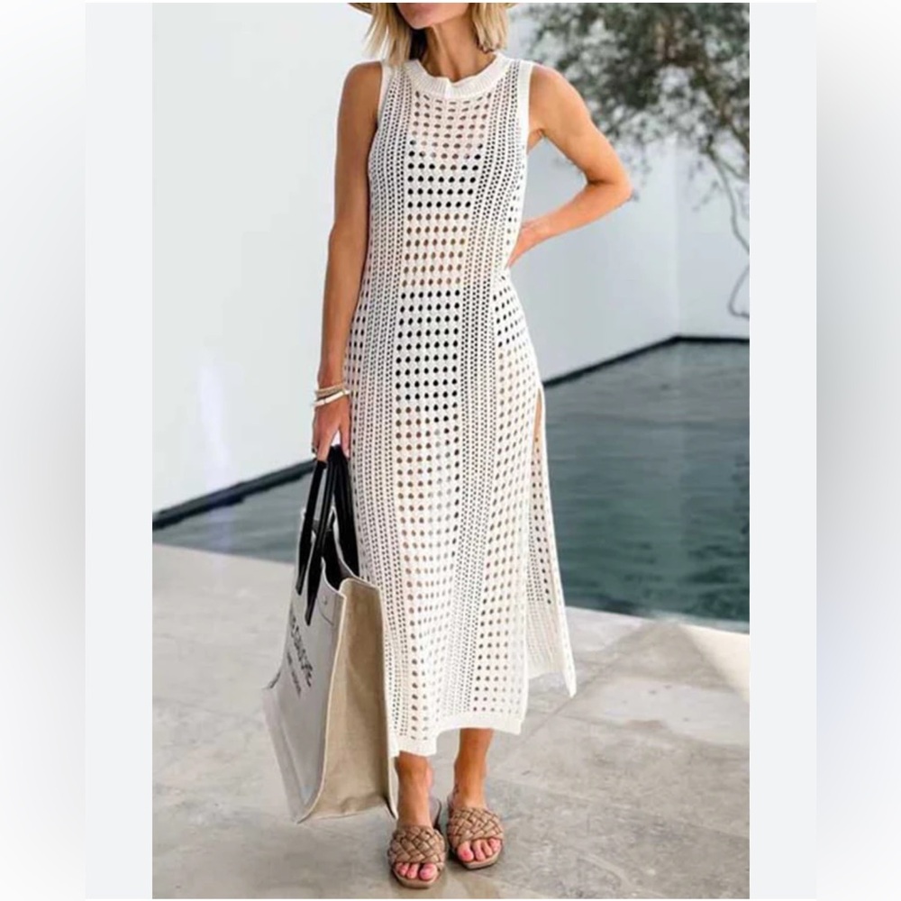 Women’s crocheted dress dress in ivory, size small